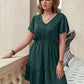 Double Take Plus Size Ruffle Hem V-Neck Short Sleeve Dress