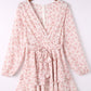 Floral Surplice Balloon Sleeve Layered Dress