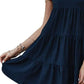 Ruffled Round Neck Cap Sleeve Mini Dress