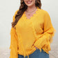 Plus Size Fringe V-Neck Long Sleeve Sweater