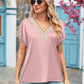 Full Size V-Neck Cuffed Blouse