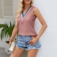 Contrast Eyelet V-Neck Tank