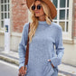 Laken Jay Ribbed Turtleneck Long Sleeve Slit Knit Top