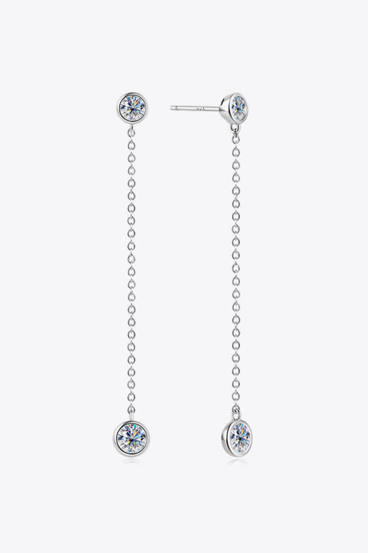 Moissanite Chain Earrings in Gold or Silver