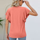 Women's JAYLEEN Full Size Notched Neck Flutter Sleeve Tee