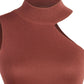 OCEAN CHIC Asymmetrical Sleeveless Rib-Knit Top