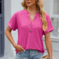 Eyelet Notched Short Sleeve T-Shirt