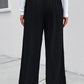 High Waist Ruched Tie Front Wide Leg Pants