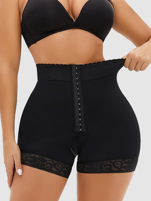 Full Size Lace Detail Hook-and-Eye Shaping Shorts Shapewear