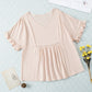 SO YOU V-Neck Flounce Sleeve Babydoll Blouse