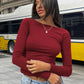 AuroraBlissX Backless Round Neck Long Sleeve Blouse