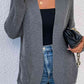 Open Front Rib-Knit Cardigan with Pockets