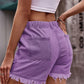 Full Size Drawstring Raw Hem Denim Shorts