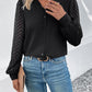 Mesh V-Neck Button Front Blouse