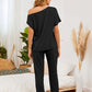 Round Neck Top and Pants Lounge Set