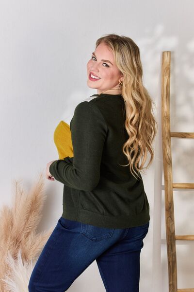 Hailey & Co Full Size Colorblock V-Neck Blouse *