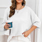 Rolled Round Neck Dropped Shoulder Slit Sweater