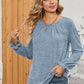 Ruched Round Neck Flounce Sleeve T-Shirt