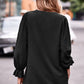Full Size Swiss Dot Notched Neck Flounce Sleeve Blouse