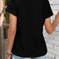 Eyelet V-Neck Short Sleeve T-Shirt