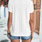 Eyelet V-Neck Petal Sleeve T-Shirt