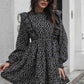 Haven Printed Ruffle Trim Smocked Long Sleeve Mini Dress