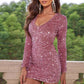 Opaque Blingin' Sequin V-Neck Long Sleeve Mini Dress