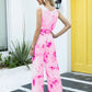 Tie-Dye Tie Waist Sleeveless Jumpsuit