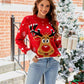 Women's Christmas Full Size Reindeer Round Neck Sweater