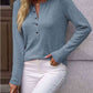 Round Neck Buttoned Long Sleeve T-Shirt