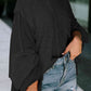 Exposed Seam Round Neck Top with Pocket