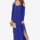 Women's Full Size Valencia Cold-Shoulder Split Dress with Pockets