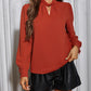 Full Size Cutout Puff Sleeve Blouse