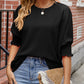 Full Size Round Neck Smocked Lantern Sleeve Blouse