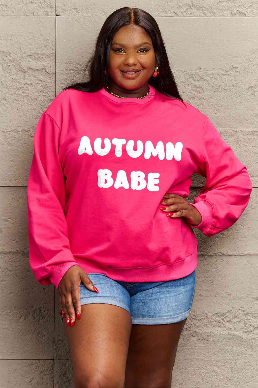 Simply Love SEASONAL Full Size AUTUMN BABE Graphic Sweatshirt