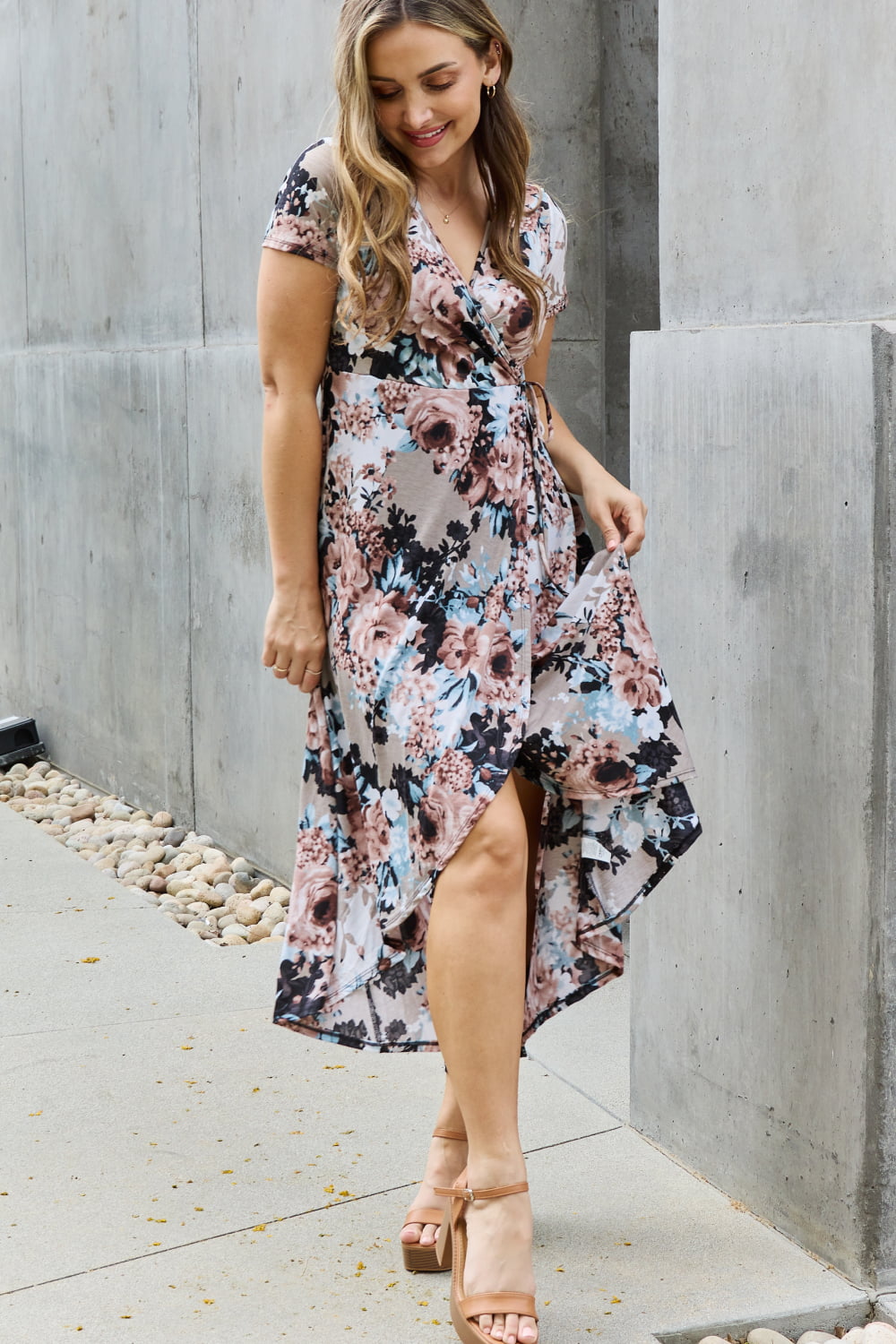 Heimish Give Me Roses Full Size Floral Maxi Wrap Dress *