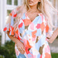 Women's Printed Notched Neck Half Sleeve Blouse