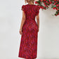 Aya Printed Surplice Neck Flutter Sleeve Slit Dress