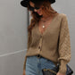 Rib-Knit Plunge Raglan Sleeve Cardigan
