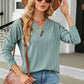 Decorative Button V-Neck Long Sleeve T-Shirt