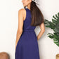 Double Take Navy Blue Full Size Button Front Empire Waist Sleeveless Slit Magic Dress