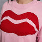 Lip Fringe Round Neck Sweater