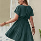 Double Take Plus Size Ruffle Hem V-Neck Short Sleeve Dress
