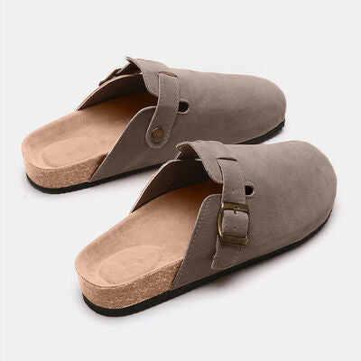 Suede Shoe Closed Toe Buckle Slides