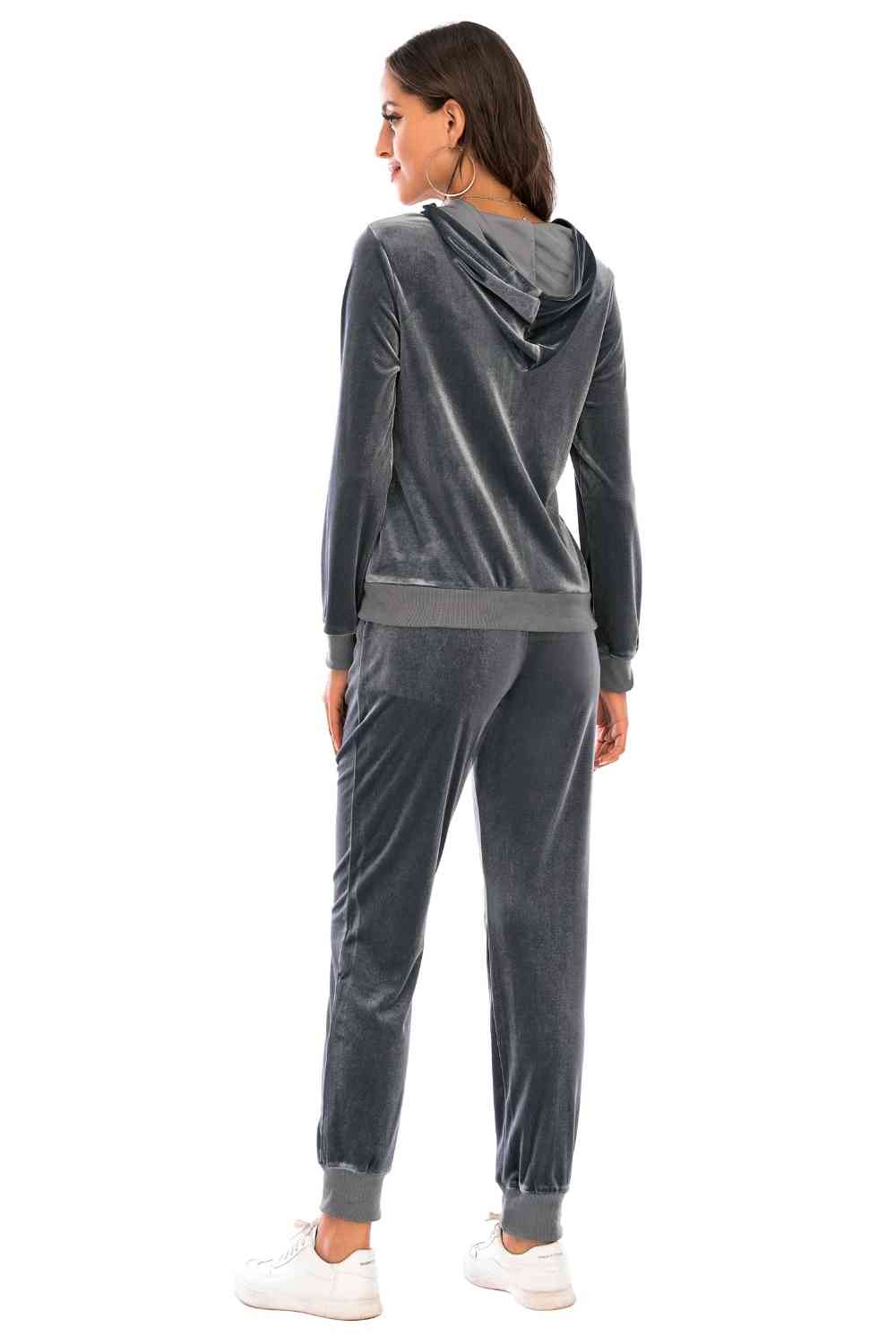 Full Size Zip-Up Hooded Jacket and Pants Set