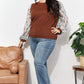 And The Why Chestnut Brown Full Size Foil Printed Sleeve Top