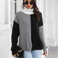 SnuggleTime Contrast Turtleneck Long Sleeve Black Sweater