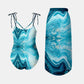 Printed Tie Shoulder Swimwear and Skirt Swim Set