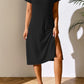 Full Size Ribbed Asymmetrical Neck Short Sleeve Dress