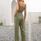 Round Neck Sleeveless Jumpsuit with Pockets